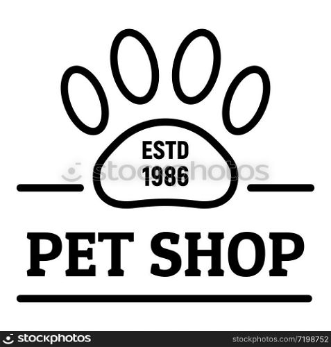 City pet shop logo. Outline city pet shop vector logo for web design isolated on white background. City pet shop logo, outline style