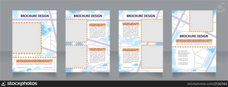 City planning light blank brochure design. Urban roads guidelines. Template set with copy space for text. Premade corporate reports collection. Editable 4 paper pages. Calibri, Arial fonts used. City planning light blank brochure design