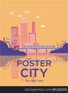 city poster colored flat sketch