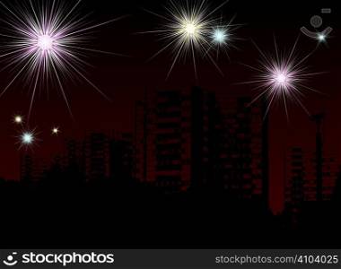 city scape illustration for the 2008 new year with room to add your own text