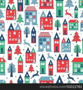 city seamless pattern with old buildings for wallpaper or background design.. Ancient city seamless color pattern with old buildings for wallpaper or background design on white.