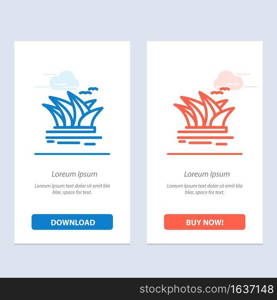 City sets, Culture, Harbor, Opera House, Sydney  Blue and Red Download and Buy Now web Widget Card Template