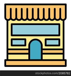 City shop icon. Outline city shop vector icon color flat isolated. City shop icon color outline vector