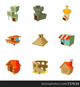 City sight icons set. Cartoon set of 9 city sight vector icons for web isolated on white background. City sight icons set, cartoon style