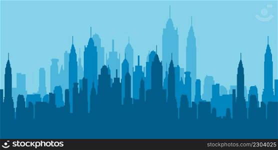 City silhouette. Panorama cityscape skyline building silhouettes. Vector illustration. EPS 10.. City silhouette. Panorama cityscape skyline building silhouettes. Vector illustration.