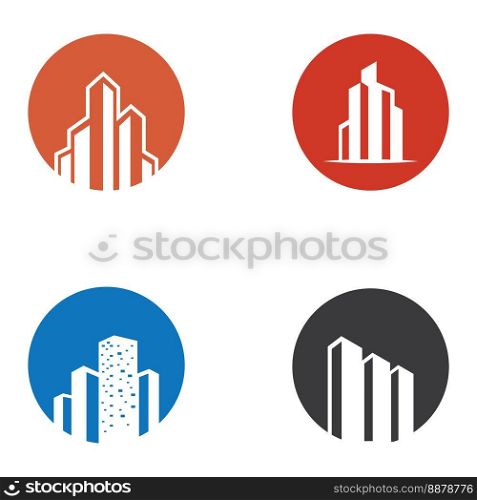 city   skyline, city silhouette, modern city, and city center. With logo design concept, icon and symbol