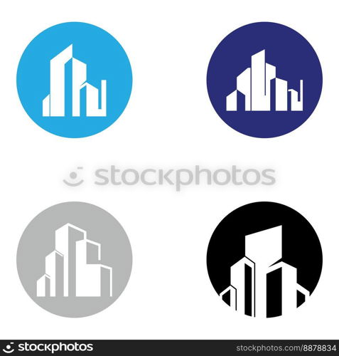 city   skyline, city silhouette, modern city, and city center. With logo design concept, icon and symbol