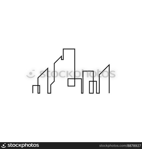 city   skyline, city silhouette, modern city, and city center. With logo design concept, icon and symbol