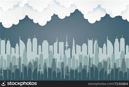 City skyline Daytime cityscape in flat style Urban landscape vector illustration