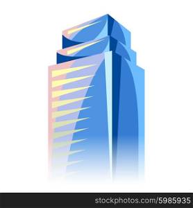 City skyscraper in blue colors. Cityscape conceptual illustration for construction and tourism business. Image can be used on advertising booklets, banners, presentations.