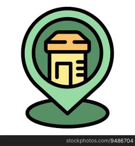 City store location icon outline vector. Shop map. Gps mall color flat. City store location icon vector flat
