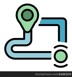 City store route icon outline vector. Shop map. Supermarket gps color flat. City store route icon vector flat
