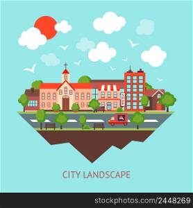 City summer street urban town scape abstract background vector illustration