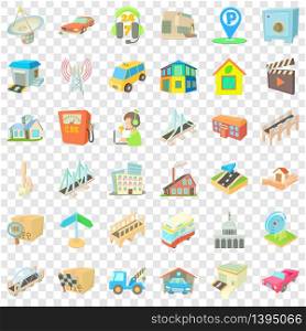 City tower icons set. Cartoon style of 36 city tower vector icons for web for any design. City tower icons set, cartoon style