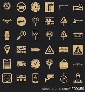 City traffic icons set. Simple style of 36 city traffic vector icons for web for any design. City traffic icons set, simple style