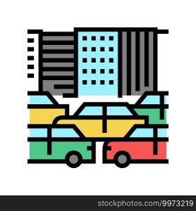 city traffic jam color icon vector. city traffic jam sign. isolated symbol illustration. city traffic jam color icon vector illustration