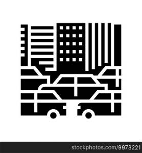 city traffic jam glyph icon vector. city traffic jam sign. isolated contour symbol black illustration. city traffic jam glyph icon vector illustration