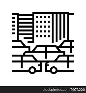 city traffic jam line icon vector. city traffic jam sign. isolated contour symbol black illustration. city traffic jam line icon vector illustration