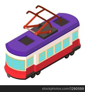 City tram car icon. Isometric of city tram car vector icon for web design isolated on white background. City tram car icon, isometric style