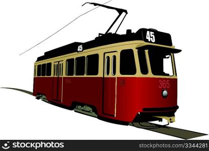 City transport. Tram. Vector illustration