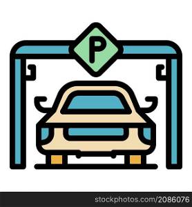 City underground parking icon. Outline city underground parking vector icon color flat isolated. City underground parking icon color outline vector