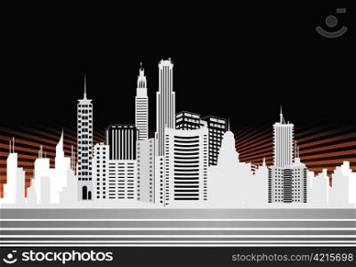 city with rays vector illustration