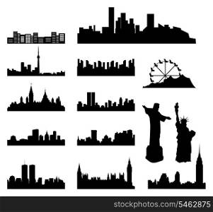City2. Silhouettes of cities on a white background. A vector illustration