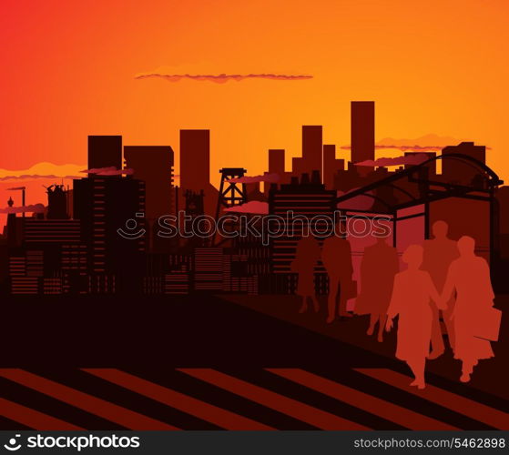 City8. Modern city on a decline. A vector illustration