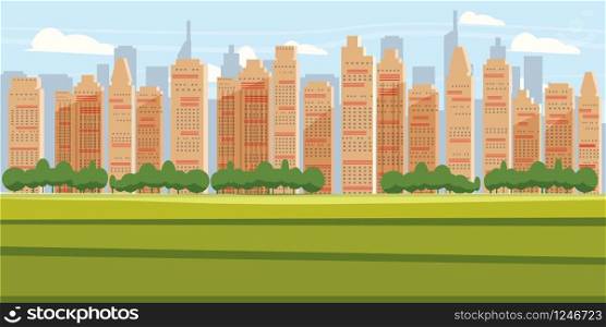 Cityscape Background Modern City Panorama With Over Skyscrapers. Cityscape Background Modern City Panorama With Over Skyscrapers Skyline Silhouette Cartoon Vector Illustration