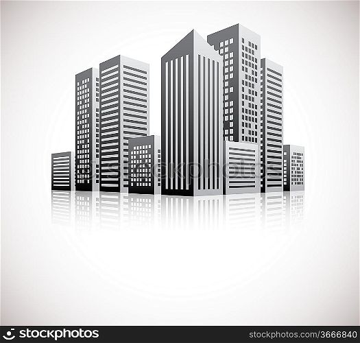 Cityscape background with few skyscrapers. Abstract illustration