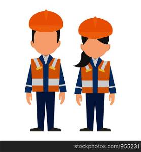 Civil engineer, construction workers characters flat design, vector illustration