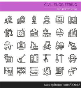 Civil Enginerring , Thin Line and Pixel Perfect Icons