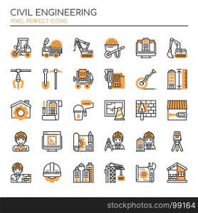 Civil Enginerring , Thin Line and Pixel Perfect Icons