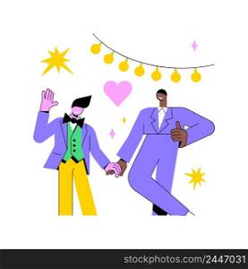 Civil union abstract concept vector illustration. Civil homosexual partnership, same sex, two grooms, wedding day rings, gay or lesbian couple, family law, intolerance and bias abstract metaphor.. Civil union abstract concept vector illustration.