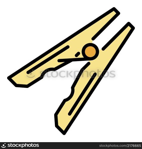 Clamp clothes pin icon. Outline clamp clothes pin vector icon color flat isolated. Clamp clothes pin icon color outline vector