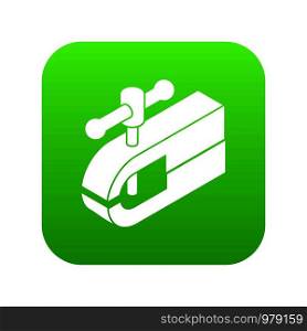 Clamping machine icon green vector isolated on white background. Clamping machine icon green vector