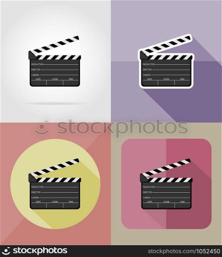 clapper board flat icons vector illustration isolated on background
