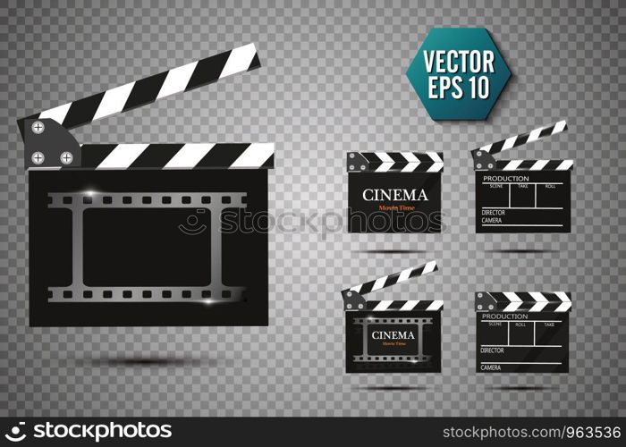 Clapper board on transparent background. Movie clapper.. Clapper board on transparent background. Movie clapper