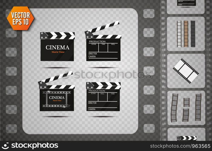 Clapper board on transparent background. Movie clapper.. Clapper board on transparent background. Movie clapper