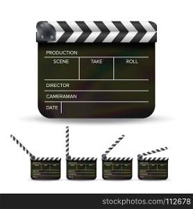 Clapper Board Vector. Clapper Board Vector. Black Cinema Clapper Isolated On A White