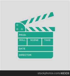 Clapperboard icon. Gray background with green. Vector illustration.