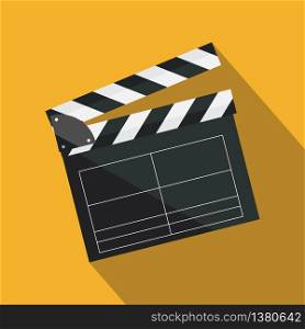 Clapperboard isolated on background. Video movie clapper equipment, icon. Vector illustration in flat style.. Vector illustration in flat style.Clapperboard isolated on background. Video movie clapper equipment, icon.
