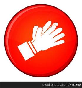 Clapping applauding hands icon in red circle isolated on white background vector illustration. Clapping applauding hands icon, flat style