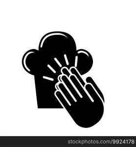 Clapping Palms To Toque Icon. Black Glyph Design. Vector Illustration.