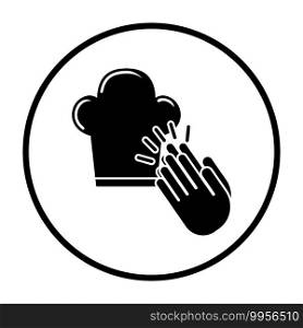Clapping Palms To Toque Icon. Thin Circle Stencil Design. Vector Illustration.