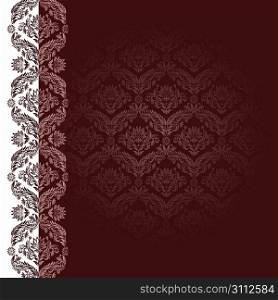Claret background with flowers and leaves