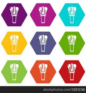 Clasp icons 9 set coloful isolated on white for web. Clasp icons set 9 vector