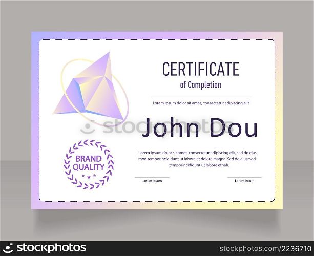 Class certificate design template. Vector diploma with customized copyspace and borders. Printable document for awards and recognition. Bahnschrift Semi-Light Condensed, Arial Regular fonts used. Class certificate design template