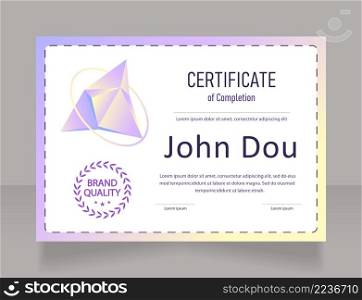 Class certificate design template. Vector diploma with customized copyspace and borders. Printable document for awards and recognition. Bahnschrift Semi-Light Condensed, Arial Regular fonts used. Class certificate design template