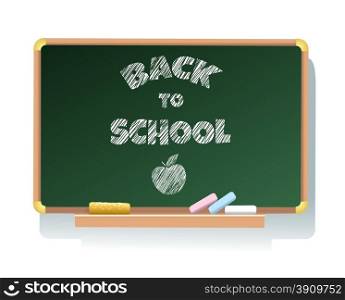 Class Chalkboard with lettering Back to School and Sign of Apple.